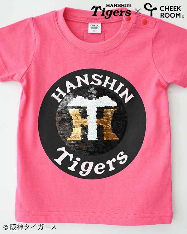 【チークルーム】阪神タイガース限定コラボ スパンコール Tシャツ / ピンク