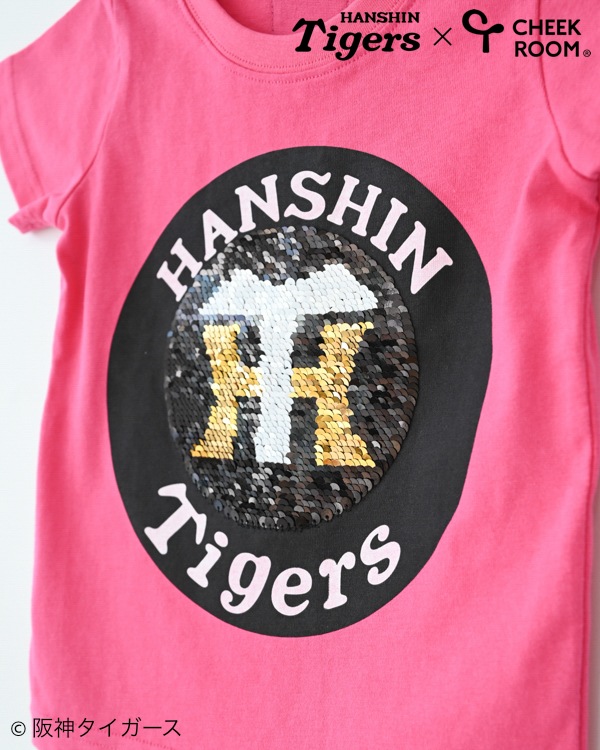 【チークルーム】阪神タイガース限定コラボ スパンコール Tシャツ / ピンク
