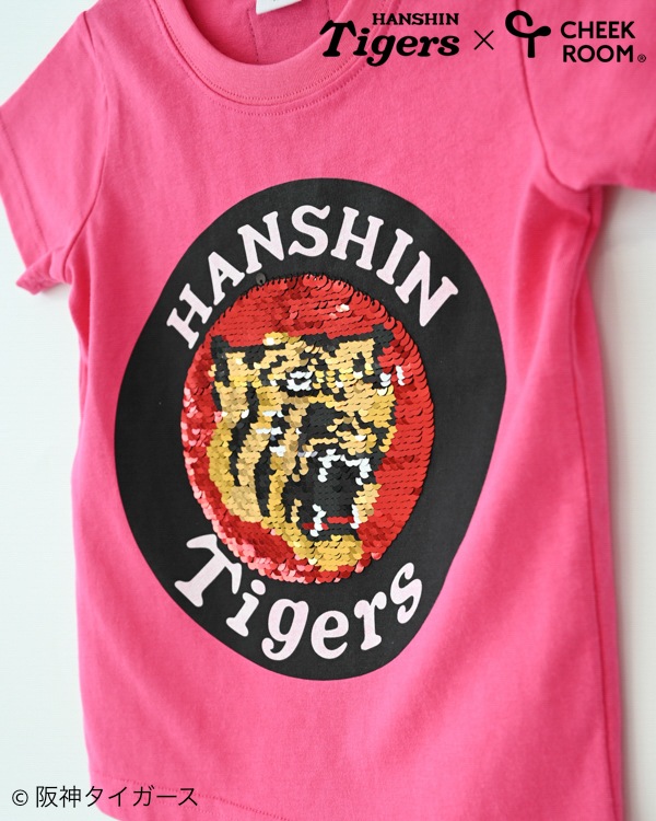 【チークルーム】阪神タイガース限定コラボ スパンコール Tシャツ / ピンク