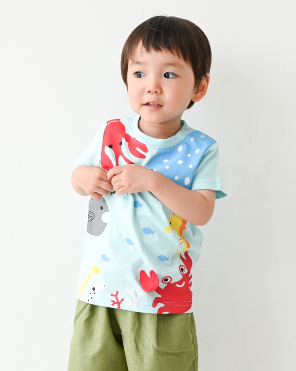 【チークルーム】海の魚たち Tシャツ / サックス  