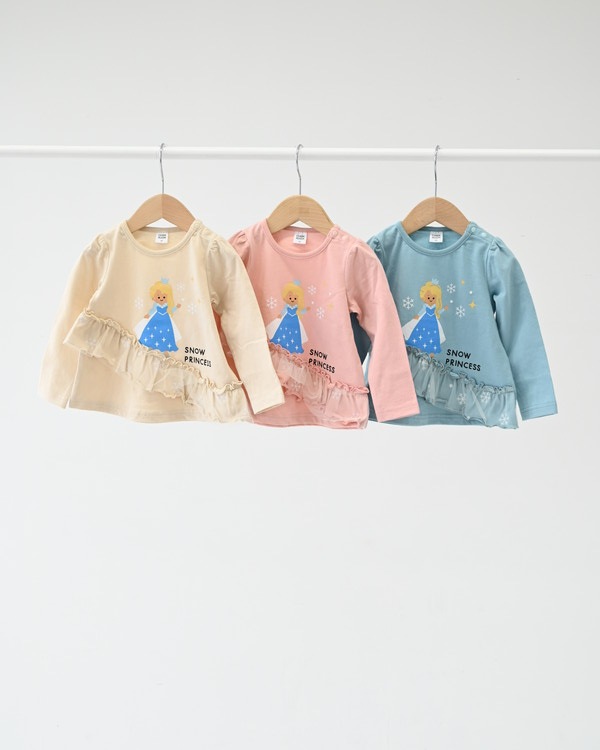 【チークルーム】お姫様フリル ロングTシャツ / アイボリー