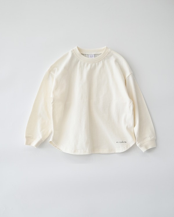 【ニコフラ】ラウンド ロングTシャツ / オフホワイト