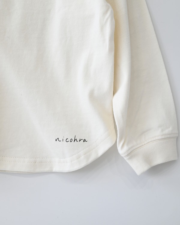 【ニコフラ】ラウンド ロングTシャツ / オフホワイト