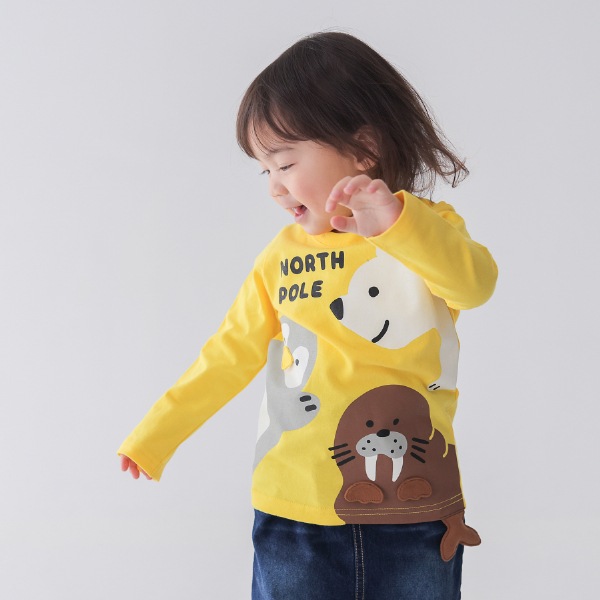 【25FW】北極南極動物 ロングTシャツ / イエロー