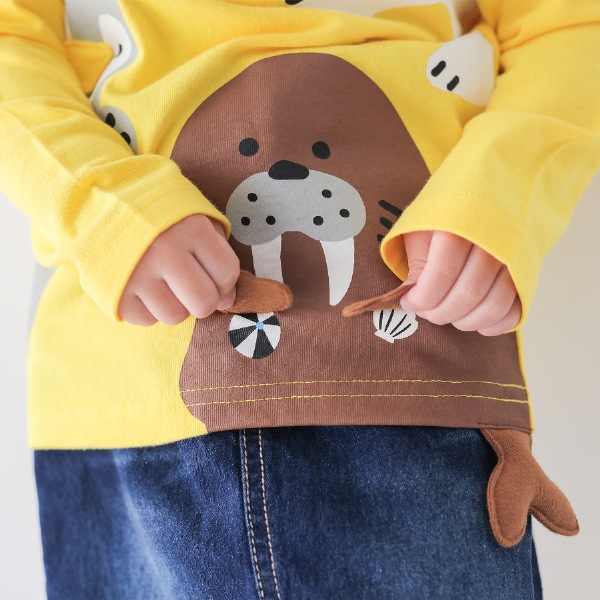 【25FW】北極南極動物 ロングTシャツ / イエロー