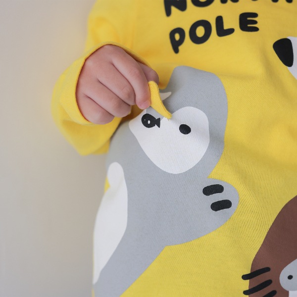 【25FW】北極南極動物 ロングTシャツ / イエロー