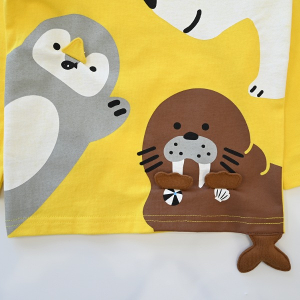 【25FW】北極南極動物 ロングTシャツ / イエロー