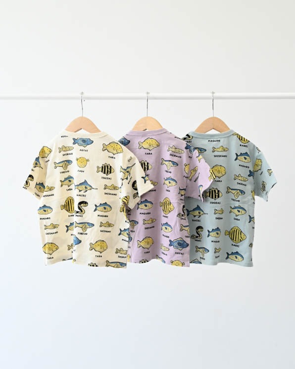 【ニコフラート】いろんな魚Ｔシャツ / ラベンダー