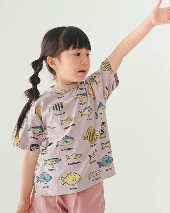 【ニコフラート】いろんな魚Ｔシャツ / ラベンダー