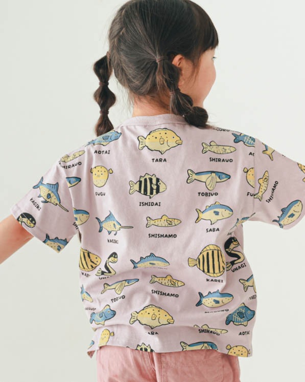 【ニコフラート】いろんな魚Ｔシャツ / ラベンダー