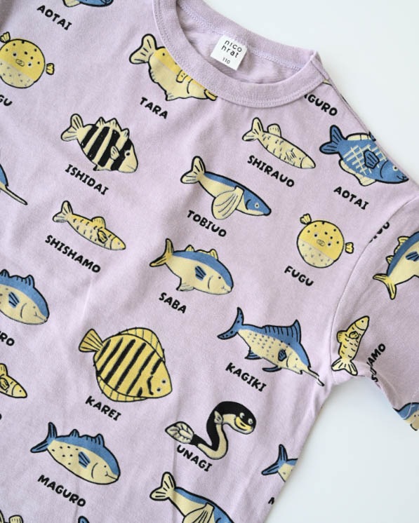 【ニコフラート】いろんな魚Ｔシャツ / ラベンダー