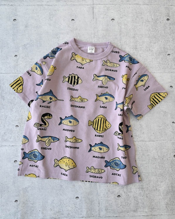 【ニコフラート】いろんな魚Ｔシャツ / ラベンダー