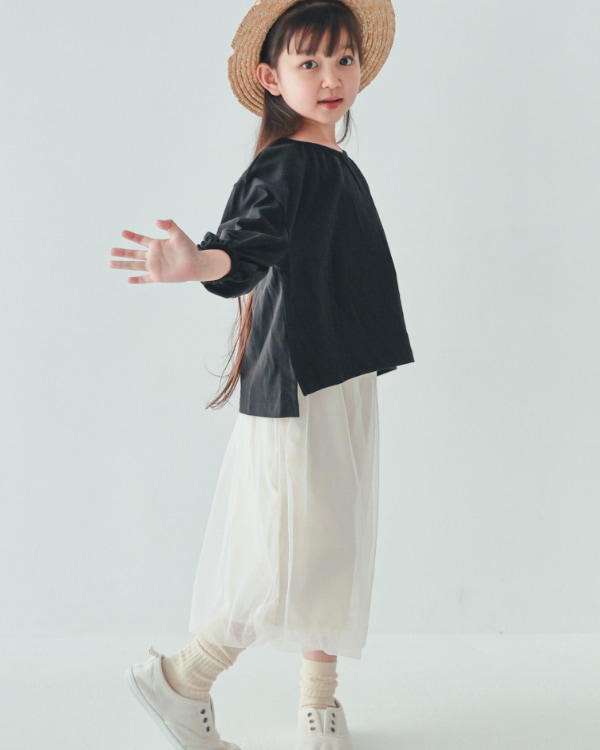 【26PS】袖バルーンロングTシャツ / ブラック