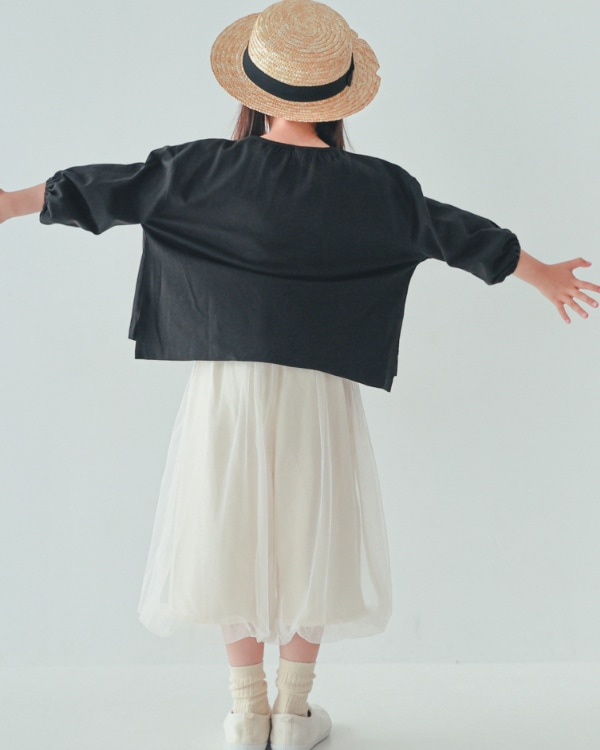 【26PS】袖バルーンロングTシャツ / ブラック