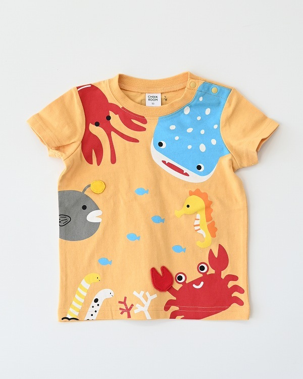 【チークルーム】海の魚たち Tシャツ / オレンジ  