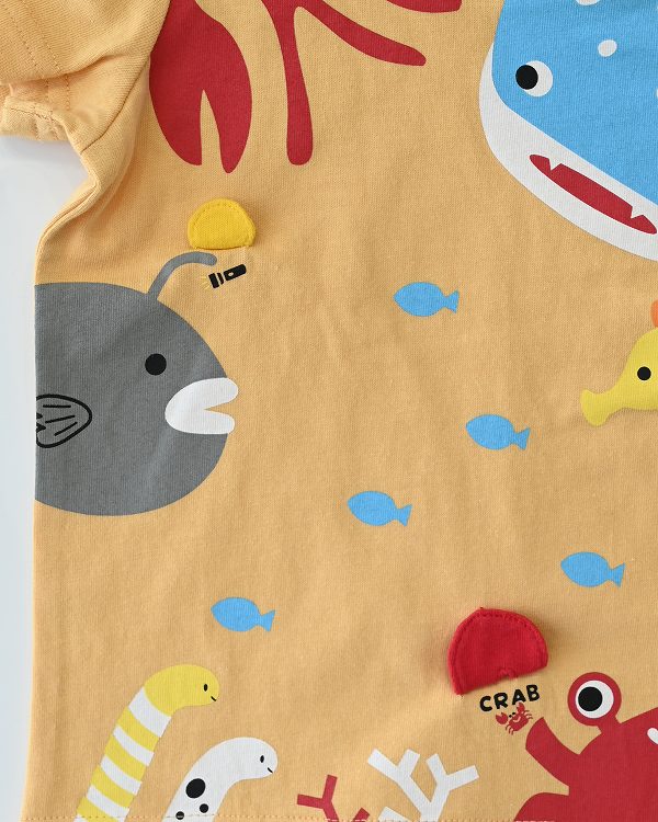 【チークルーム】海の魚たち Tシャツ / オレンジ  