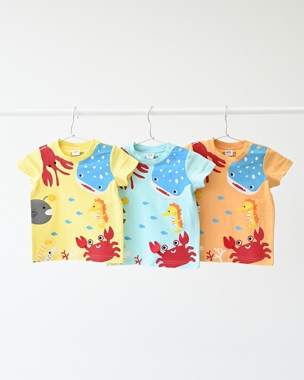 【チークルーム】海の魚たち Tシャツ / オレンジ  