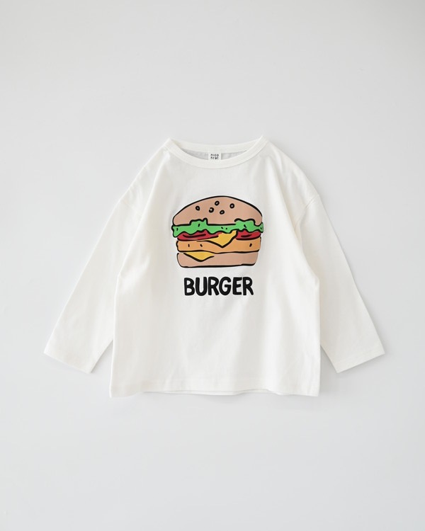【ニコフラート】バーガーポテト ロングTシャツ / オフホワイト
