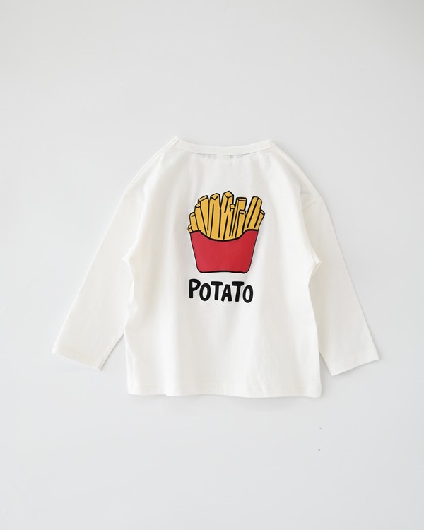 【ニコフラート】バーガーポテト ロングTシャツ / オフホワイト