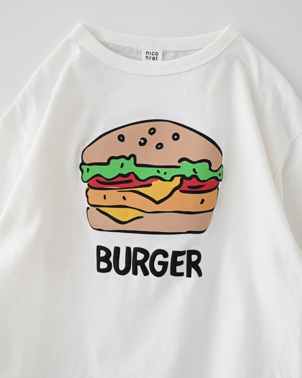 【ニコフラート】バーガーポテト ロングTシャツ / オフホワイト