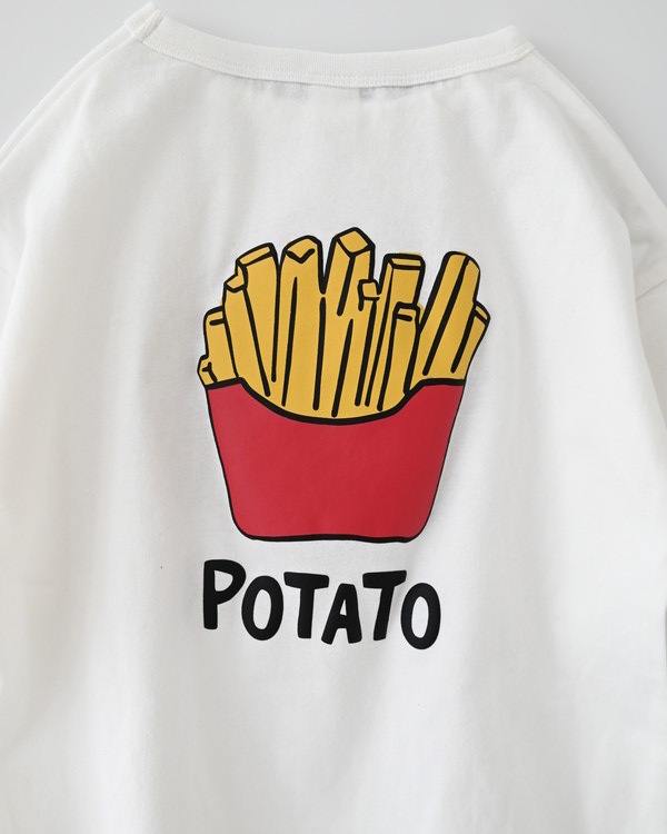 【ニコフラート】バーガーポテト ロングTシャツ / オフホワイト
