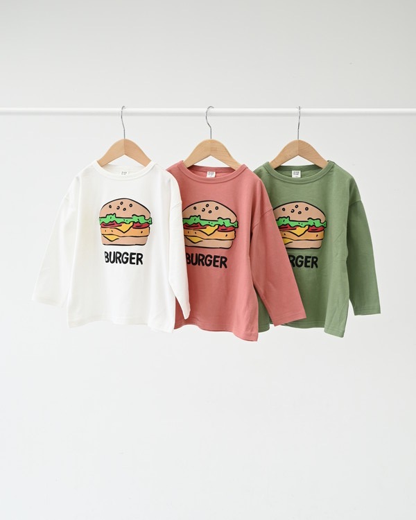 【ニコフラート】バーガーポテト ロングTシャツ / オフホワイト