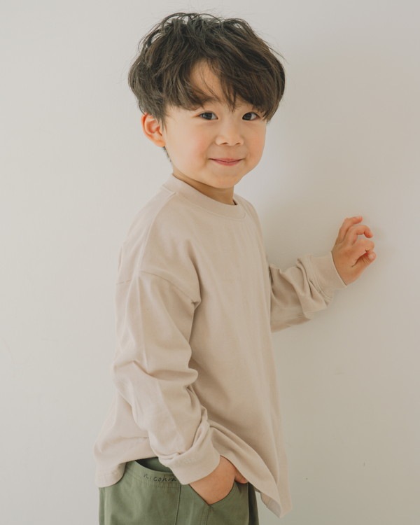 【ニコフラ】ラウンド ロングTシャツ / アイボリー 