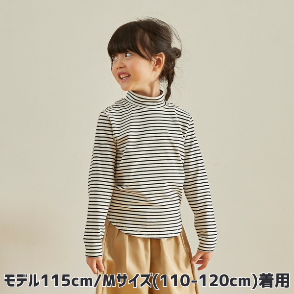 【25FW】ボーダープチハイネック L/S Tシャツ / ブラック