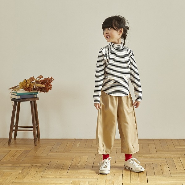 【25FW】ボーダープチハイネック L/S Tシャツ / ブラック