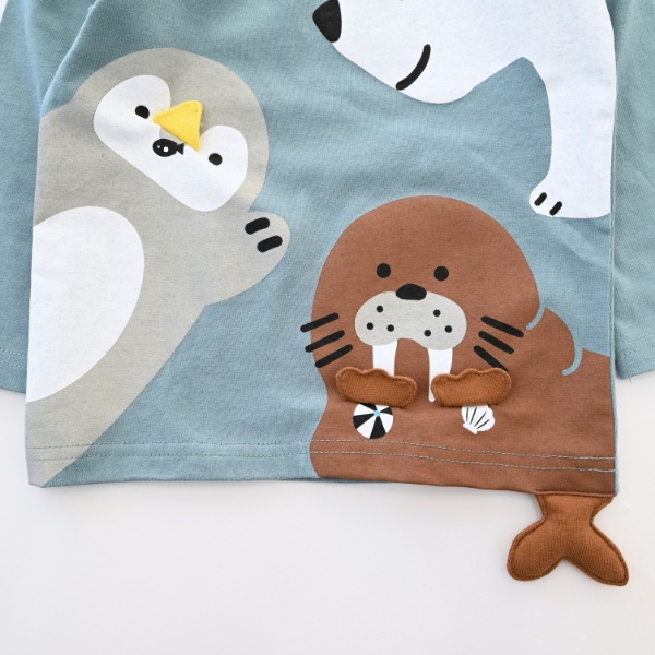 【25FW】北極南極動物 ロングTシャツ / ブルー