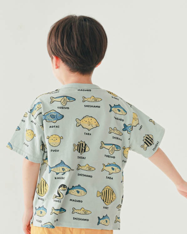 【ニコフラート】いろんな魚Ｔシャツ / サックス