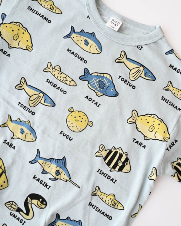 【ニコフラート】いろんな魚Ｔシャツ / サックス