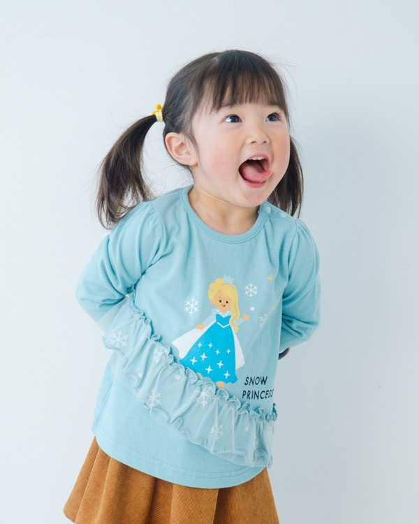 【チークルーム】お姫様フリル ロングTシャツ / ブルー
