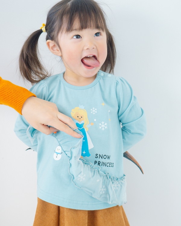 【チークルーム】お姫様フリル ロングTシャツ / ブルー