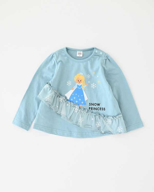 【チークルーム】お姫様フリル ロングTシャツ / ブルー