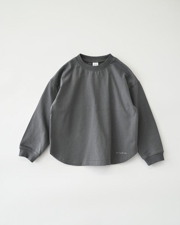 【ニコフラ】ラウンド ロングTシャツ / チャコールグレー 
