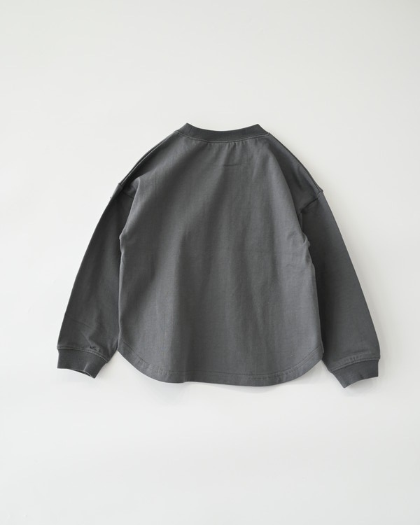 【ニコフラ】ラウンド ロングTシャツ / チャコールグレー 