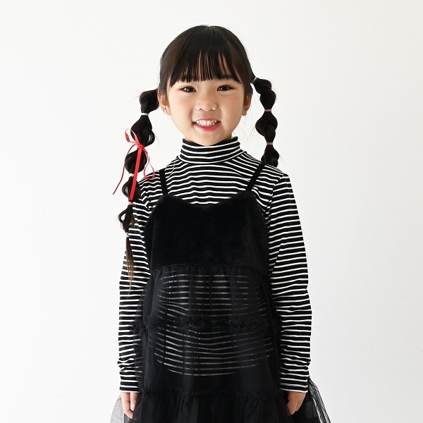 【25FW】ボーダープチハイネック L/S Tシャツ / ブラックボーダー