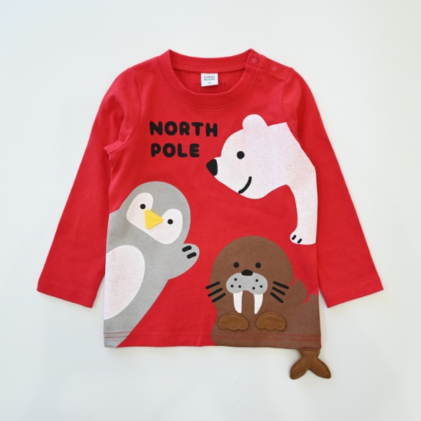 【25FW】北極南極動物 ロングＴシャツ / レッド