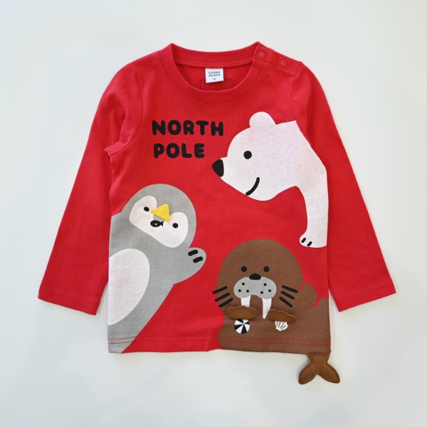【25FW】北極南極動物 ロングＴシャツ / レッド