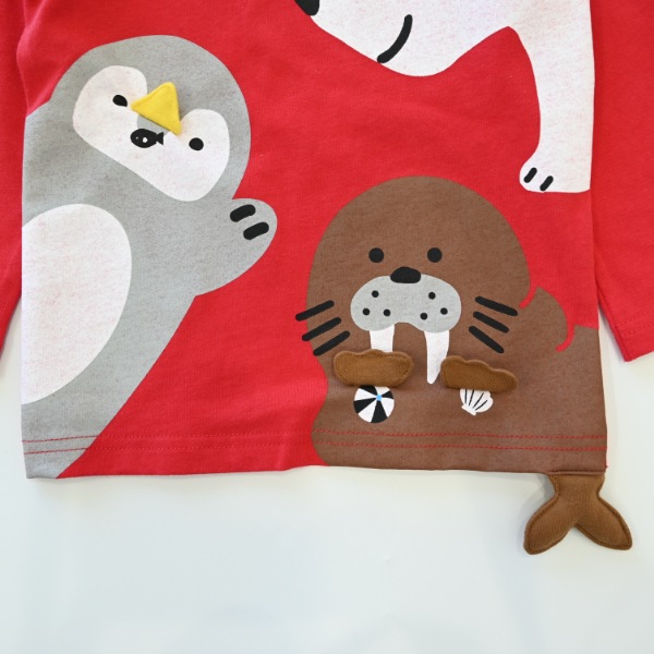 【25FW】北極南極動物 ロングＴシャツ / レッド