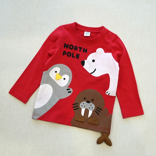 【25FW】北極南極動物 ロングＴシャツ / レッド