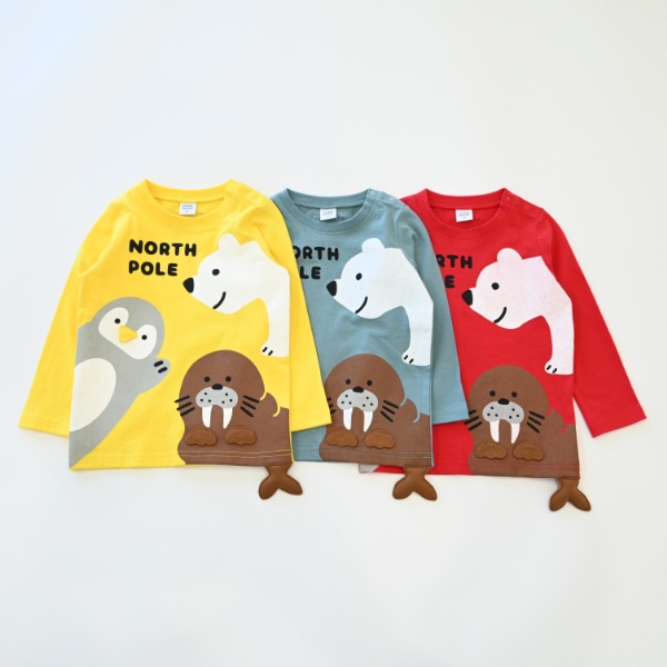 【25FW】北極南極動物 ロングＴシャツ / レッド