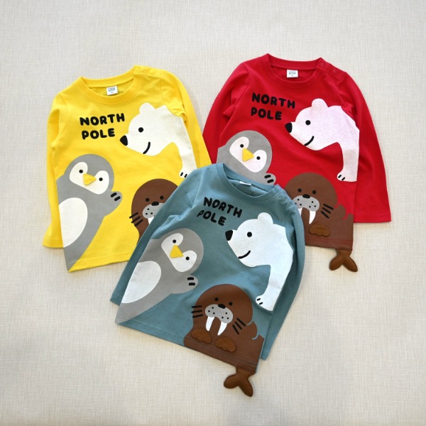【25FW】北極南極動物 ロングＴシャツ / レッド