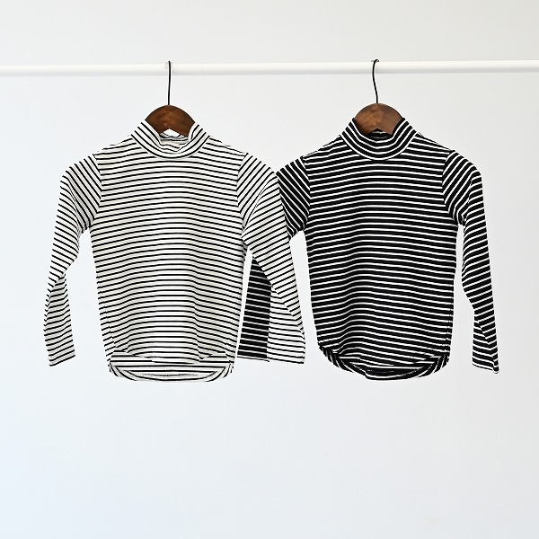 【25FW】ボーダープチハイネック L/S Tシャツ / ブラックボーダー