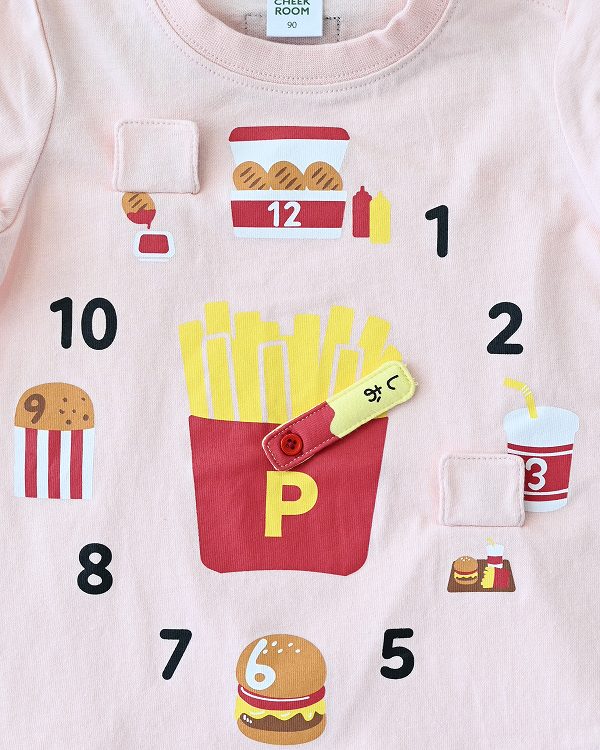 【チークルーム】ポテトの時計 Tシャツ / ピンク  