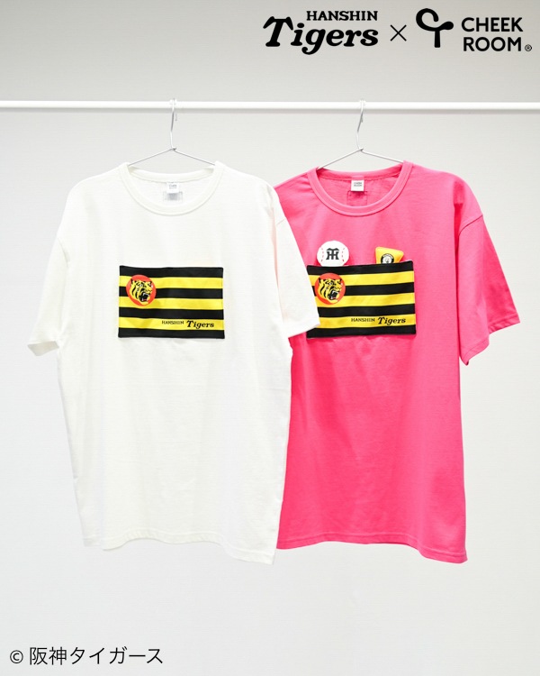 【チークルーム】阪神タイガース限定コラボ 球団旗 Tシャツ 大人 / ピンク