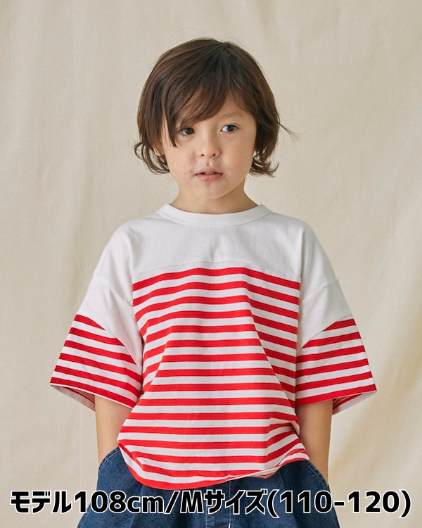 【フォブ】ボーダー切り替えTシャツ / レッド