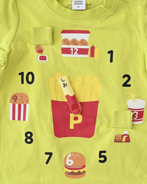 【チークルーム】ポテトの時計 Tシャツ / ライトグリーン  
