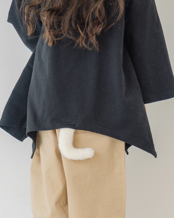 【ニコフラート】ねこ ロングTシャツ / ブラック 